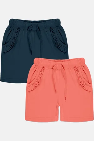 KiddoPanti Girls Pack Of 2 Mid-Rise Pure Cotton Shorts