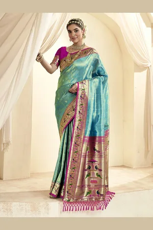 Mitera Woven Design Zari Tissue Paithani Saree
