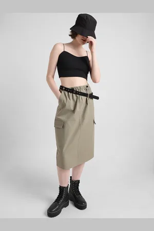 ONLY Dobby Pure Cotton Knee Length Straight Skirt
