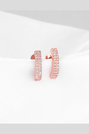 GIVA Rose Gold-Plated Zircon-Studded Studs Earrings
