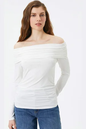 Koton Off-Shoulder Bardot Gathered Regular Top