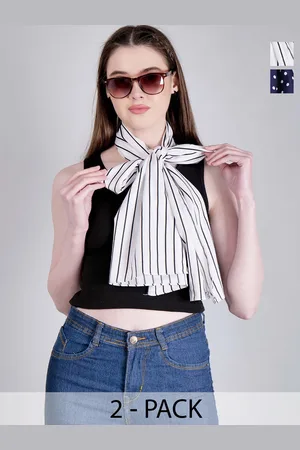 Mast & Harbour Women Pack Of 2 White & Navy Blue Striped Scarves