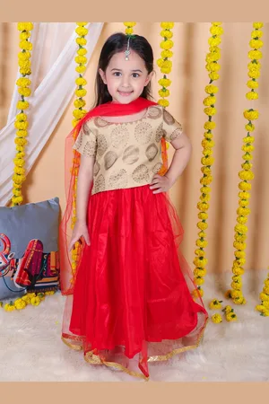 BownBee Girls Woven Design Ready To Wear Lehenga & Blouse With Dupatta