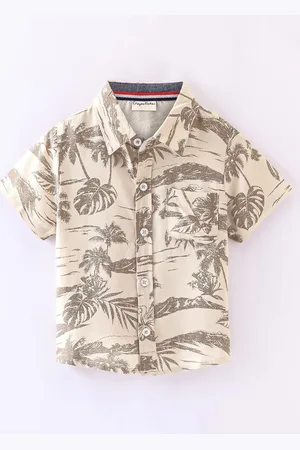 CrayonFlakes Boys Tropical Printed Short Sleeves Casual Shirt