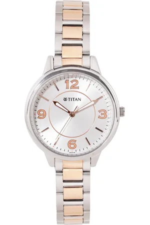 Titan Women Textured Dial & Stainless Steel Bracelet Style Strap Analogue Watch 2617KM01