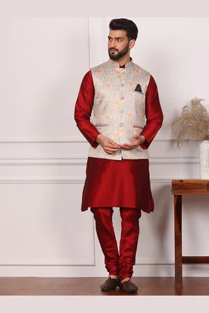 Armaan Ethnic Mandarin Collar Straight Kurta & Churidar With Nehru Jacket
