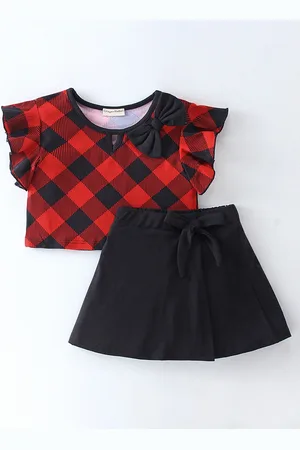 CrayonFlakes Girls Checked Top with Shorts