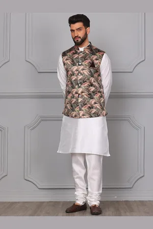 Armaan Ethnic Mandarin Collar Kurta with Churidar & Nehru Jacket