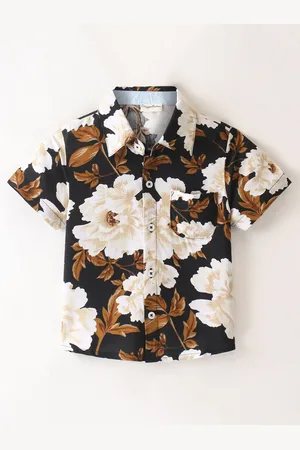 CrayonFlakes Boys Floral Printed Short Sleeves Casual Shirt