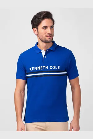 Kenneth Cole Typography Printed Polo Collar Slim Fit Cotton T-shirt
