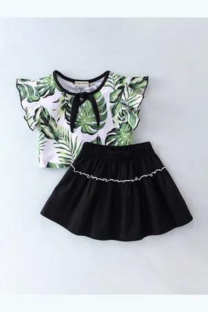 CrayonFlakes Girls Printed Top with Skirt