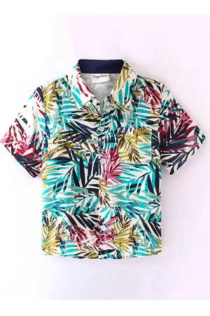 CrayonFlakes Boys Tropical Printed Short Sleeves Casual Shirt