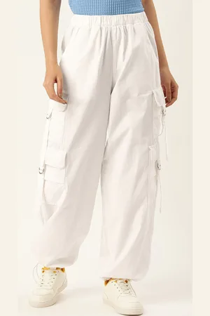 Bene Kleed Women Loose Parachute Fit Pure Cotton Cargo Trousers