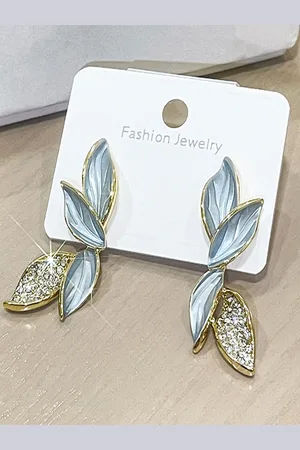 Krelin Gold-Plated Stainless Steel Leaf Shaped Drop Earrings