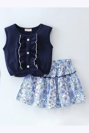CrayonFlakes Girls Pure Cotton Top with Skirt