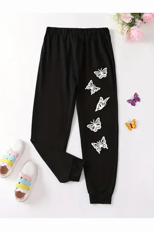 Stylecast Girls Black Graphic Printed Mid Rise Joggers