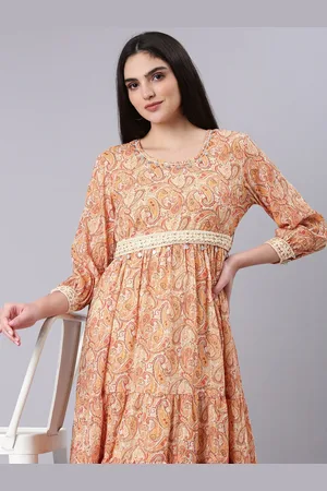SHOWOFF Ethnic Motifs Print Georgette Empire Midi Dress