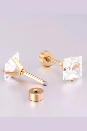 KARISHMA KREATIONS Men Set Of 6 Gold-Plated Stainless Steel Contemporary Stud Earrings