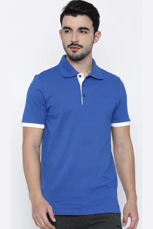 PUMA Men Blue Solid Polo Collar T-shirt