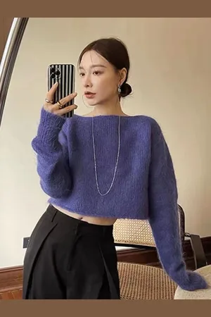 Stylecast Girls Purple Round Neck Regular Crop Top