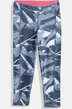 PUMA Girls Abstract Print Modern Sports AOP 7/8 Knitted Ankle Length Tight Fit Tights