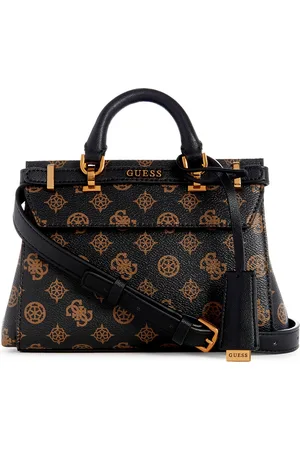Guess Brand Logo Print Structured Handheld Bag