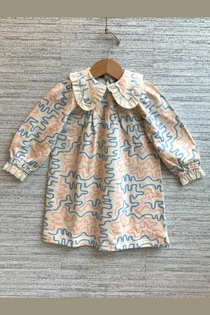 BAESD Girls Abstract Printed Peter Pan Collar Collar A-Line Dress