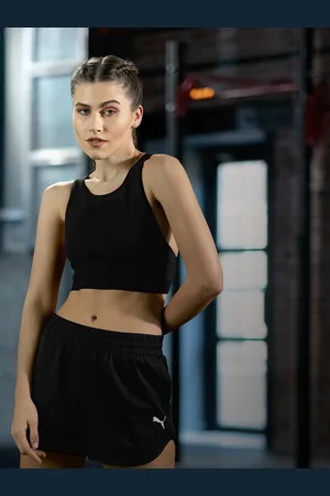 PUMA Women Black Solid Regular Fit Sports Shorts