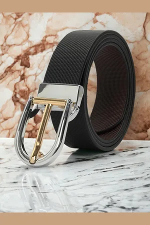 CRUSSET Men Textured Leather Formal Belt