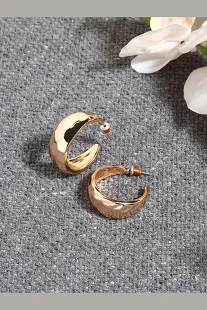 Accessorize Chunky Hammered Metal Hoop Earrings