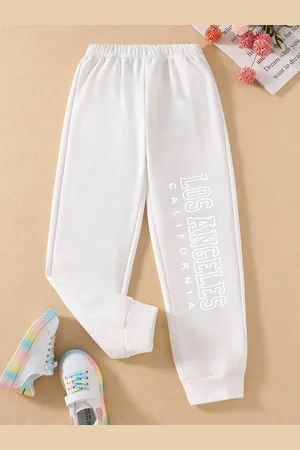 Stylecast Girls White Original Typography Printed Mid Rise Joggers