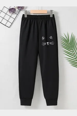 Stylecast Girls Black Graphic Printed Mid-Rise Original Joggers