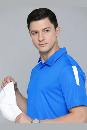 PUMA Men Blue teamLIGA Sideline Polo Collar T-shirt