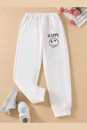 Stylecast Girls White Graphic Printed Mid-Rise Original Joggers