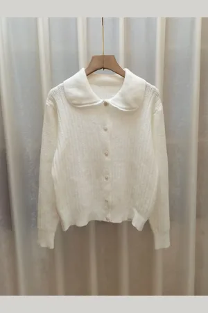 Stylecast Girls White Peter Pan Collar Front-Open Sweatshirt