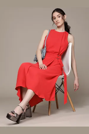 MANGO Women Belted A-Line Midi Dress