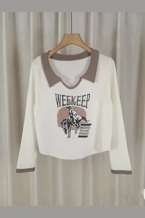 Stylecast Girls Typography Printed Shirt Collar T-shirt