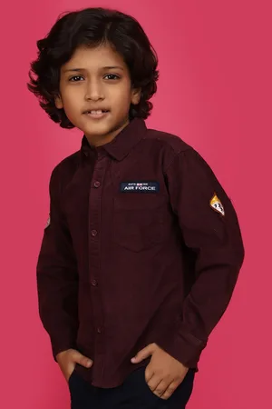 V-Mart Boys Spread Collar Corduroy Casual Shirt