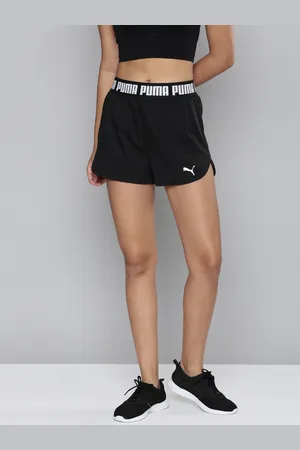 PUMA Women Black High-Rise Regular Fit Training Shorts