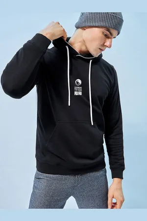 Bewakoof Graphic Printed Cotton Hooded Kangaroo Pocket Pullover Sweatshirt