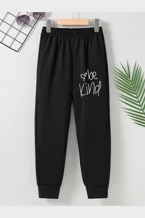 Stylecast Girls Black Original Fit Typography Printed Joggers