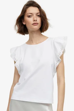 H&M Flutter-Sleeve Pure Cotton Jersey Top