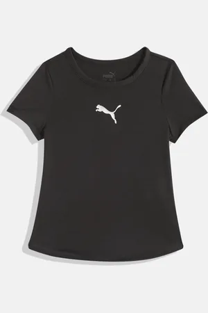 PUMA Girls Marbleized Brand Logo Printed T-shirt
