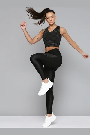 PUMA Black Printed Studio Cropped Training Tank Top