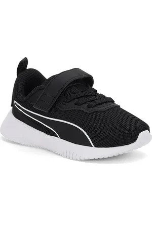 PUMA Kids Black & White Textile Running Flyer Flex Sports Shoes