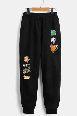Stylecast Boys Black Typography Printed Mid Rise Joggers