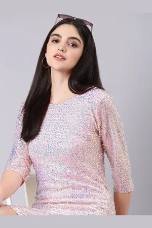 SHOWOFF Sequinned Embellished Net Sheath Dress