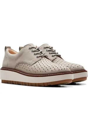 Clarks Women Perforations Round Toe Nubuck Sneakers