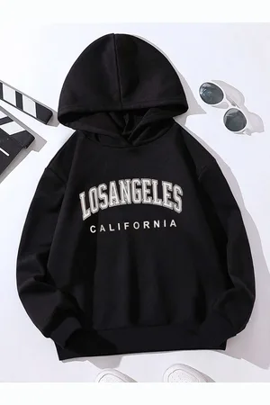 Stylecast Girls Black & White Typography Printed Hooded Pullover