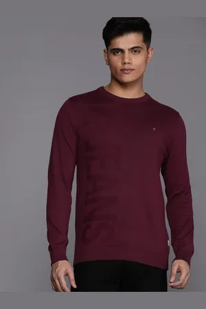 Louis Philippe Self Design Pure Cotton Pullover
